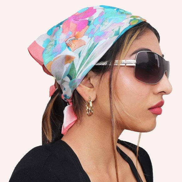 NWT 100% Sky Blue Silk Bandana - Picture 2 of 4